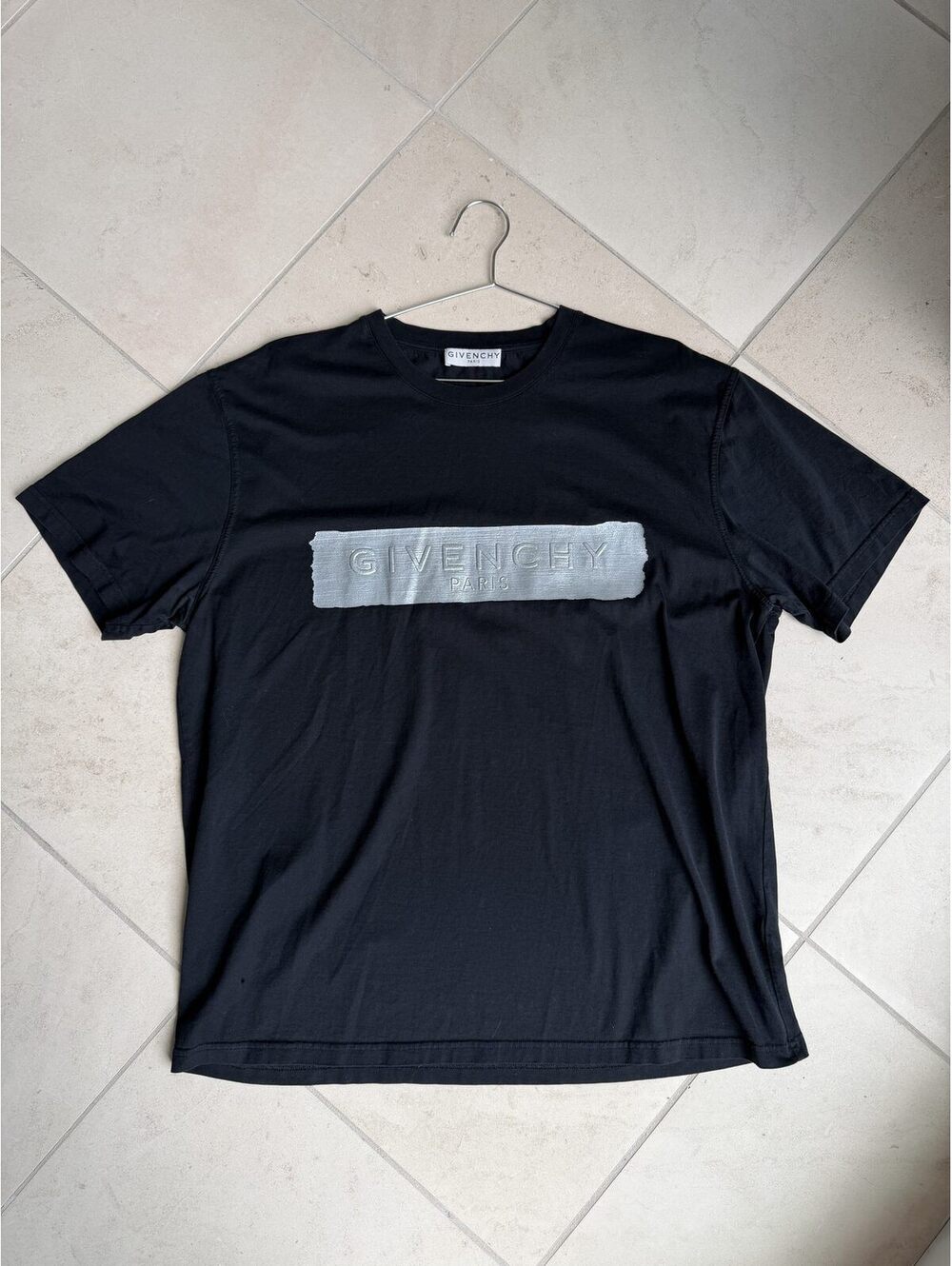 Givenchy Paris Distressed Chest Patch T-Shirt Black Men's